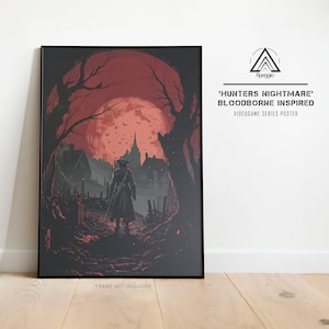 Póster de Bloodborne, arte de pared inspirado, decoración de habitaciones, decoración de paredes, decoración de juegos, regalos de juegos, Hunters Nightmare