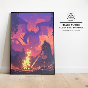 Arte mural de Elden Ring, póster de Dark Souls, arte de fan, póster inspirado, decoración del hogar, decoración de pared, pintura mural
