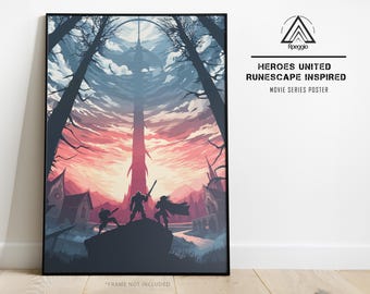 RuneScape Inspired Poster – Fantasy MMORPG Heroes Wall Art (Physical Print)