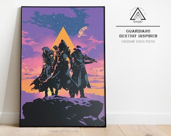 Guardians Destiny Inspired Videogame Series Poster, Sci-Fi Heroes Wall Art