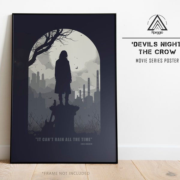 The Crow Movie Poster, Movie Quote Poster, Fan Art, Wall Art, Devils Night, The Crow Remake, Eric Draven, Silhouette Style, Vector Art