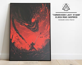 Elden Ring Poster – Tarnished Last Stand, Dark Fantasy Warrior Art