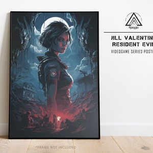 Resident Evil Poster, Jill Valentine Wall Art, Horror Fan Print, Scary Decor, Gift for Gamers, Gaming Art
