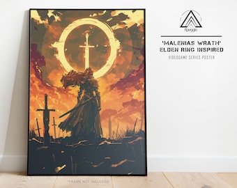 Elden Ring Malenia inspiriertes Poster, minimalistische Dark Fantasy Wandkunst