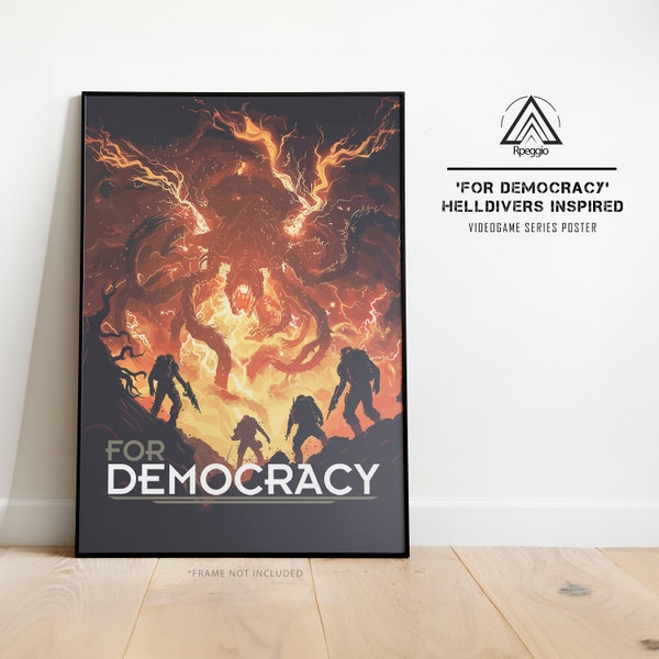 Für Democracy Helldivers 2 inspiriertes Poster Wand Kunst Druck, Videospiel Wandkunst, inspirierte Höllentaucher Druck, Geschenke für Ihn