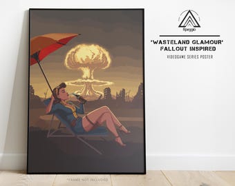 Vault Girl Sunbathing Print – Retro Post-Apocalyptic Wall Art