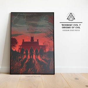 Resident Evil Wall Art, Retro Print, Spencer Mansion Poster, Minimalistic, Horror Game Decor, Video Game Fan Gift, Giclee Print