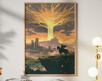 Elden Ring Wall Art, The Lands Between Poster, Minimalistic Videogame Decor, Wall Decor, Giclee Print