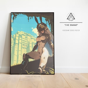 Muurkunst konijn, poster eerste afstammeling, fanart, eerste afstammeling, vector kunst aan de muur