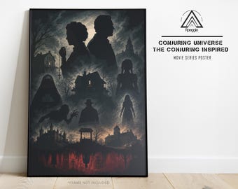 Horror Wall Art, Conjuring Universe Inspired Poster, Paranormal Investigators, Demonic Nun & Haunted House