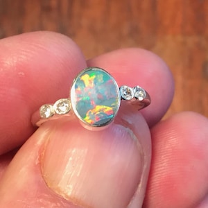 Coober Pedy Australia Opal Doublet Sterling Silver Ring