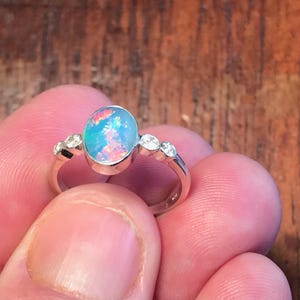 Coober Pedy Australia Doublet Opal Sterling Silver Ring