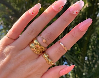pink almond flower nails