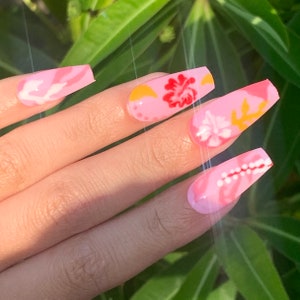 y2k tropical press on nails