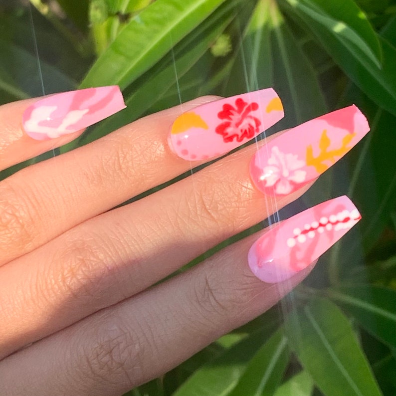 Y2k tropical press on nails Etsy
