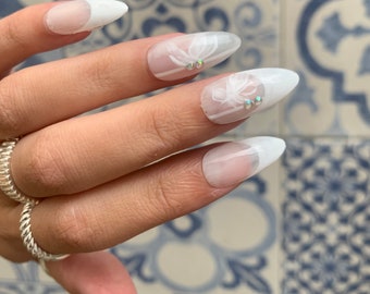 White French Tip Butterfly Nails