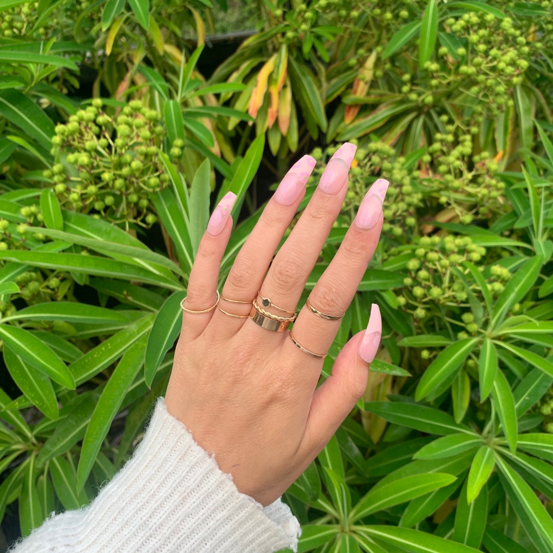 Pink French Tip Y2k Nails | Etsy