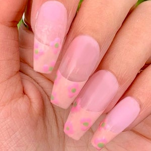 Pink French Tip Y2k Nails | Etsy