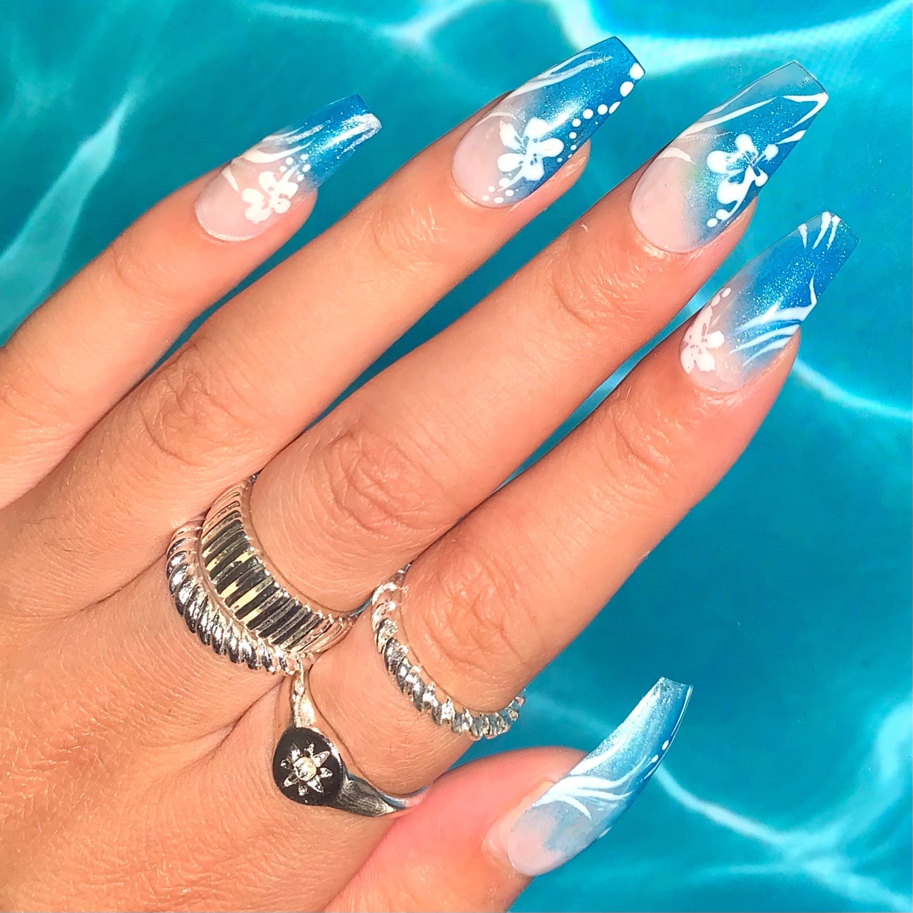 Hibiscus Flower Press on Nails Etsy