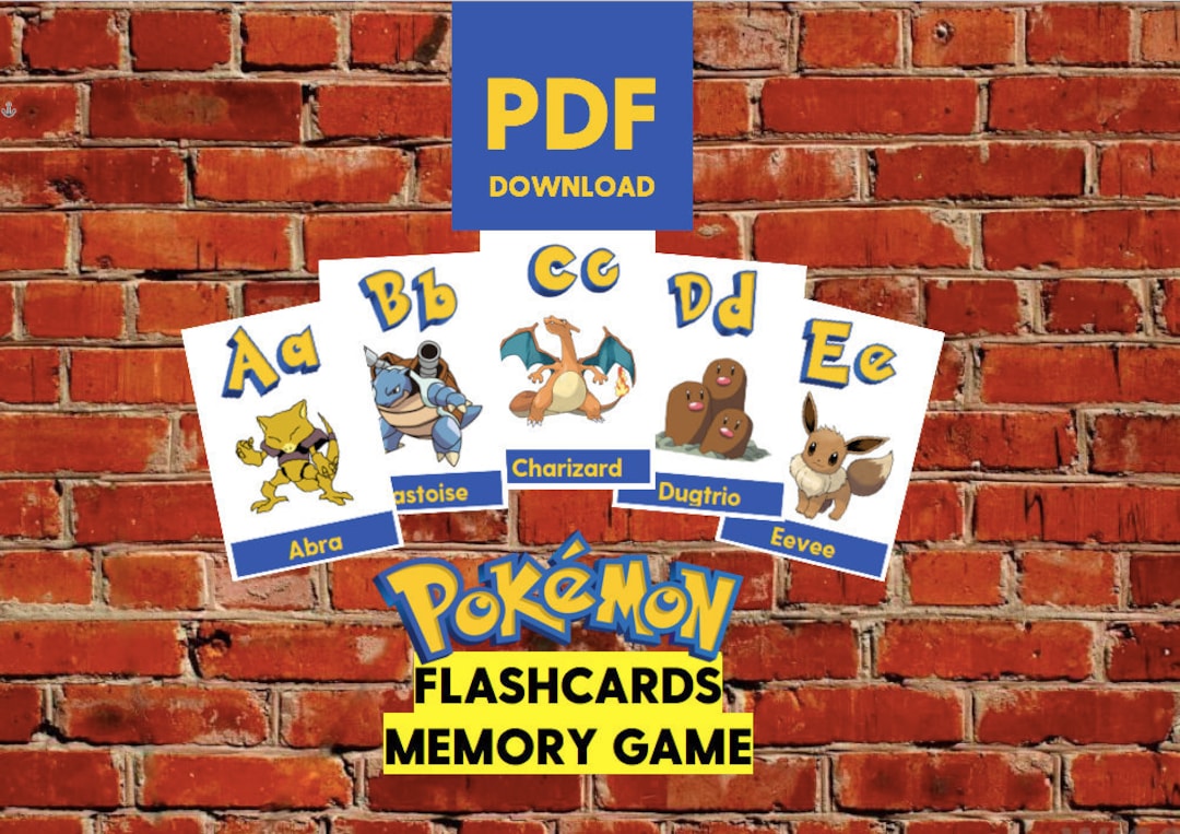 PRINTABLE Pokemon Alphabet Flashcard Double-sided Fan Art 