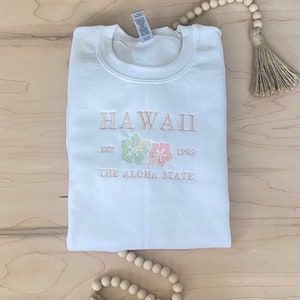 Hawaii Embroidered Crewneck; Aloha State Sweatshirt; Hawaii; Aloha; Crewneck ; Embroidery ; Sweatshirt