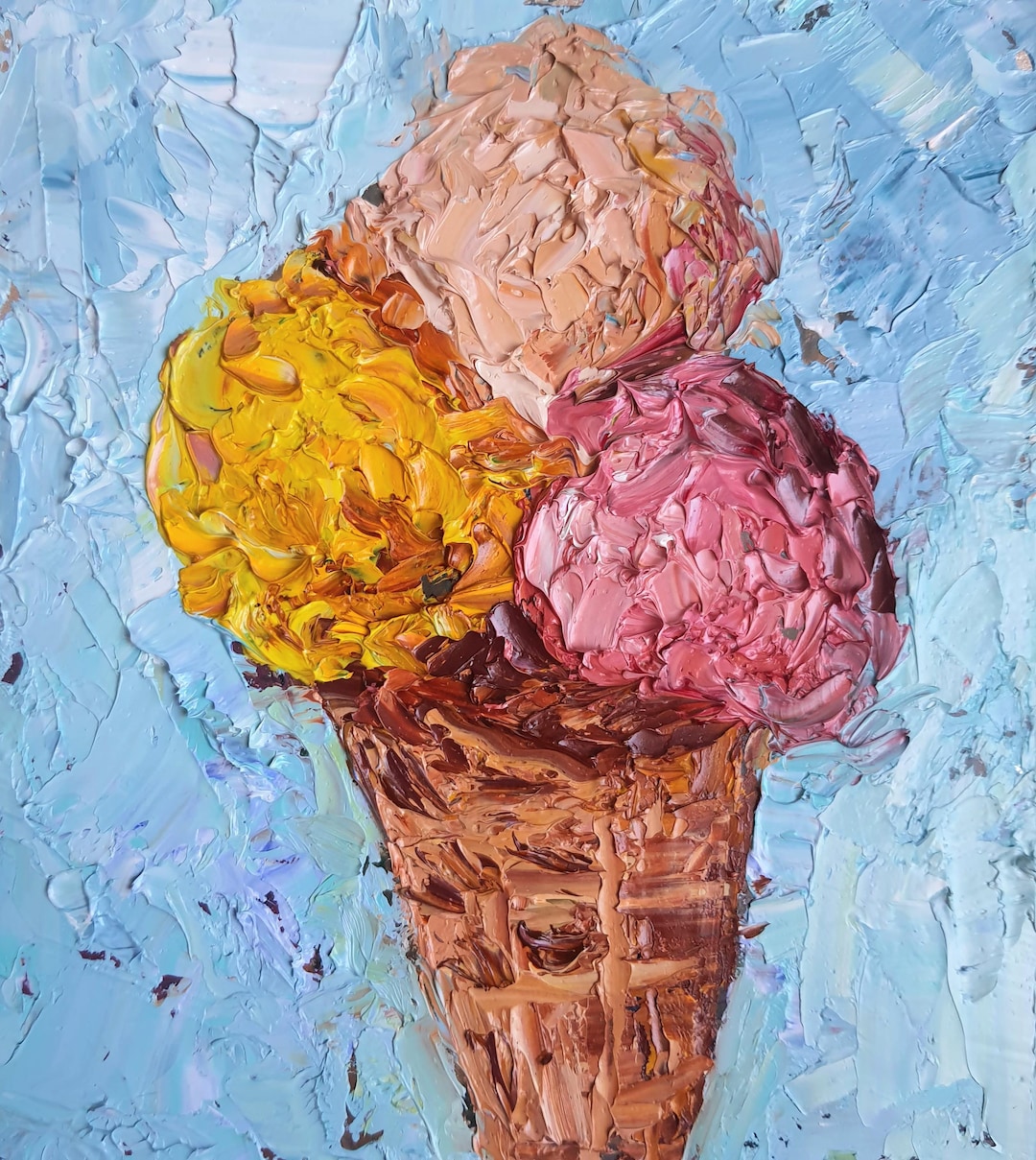 ice-cream-oil-painting-original-fine-art-impasto-wall-art-kitchen-decor
