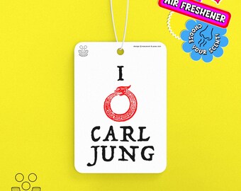 I [Love] Carl Jung, Scented Car Air Freshener *Choose Your Scent* parody funny retro Jungian design by macaroni & peas