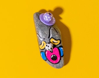 Pebblins: Gargles, colorful wacky handmade pet rock clown by Mingle's House