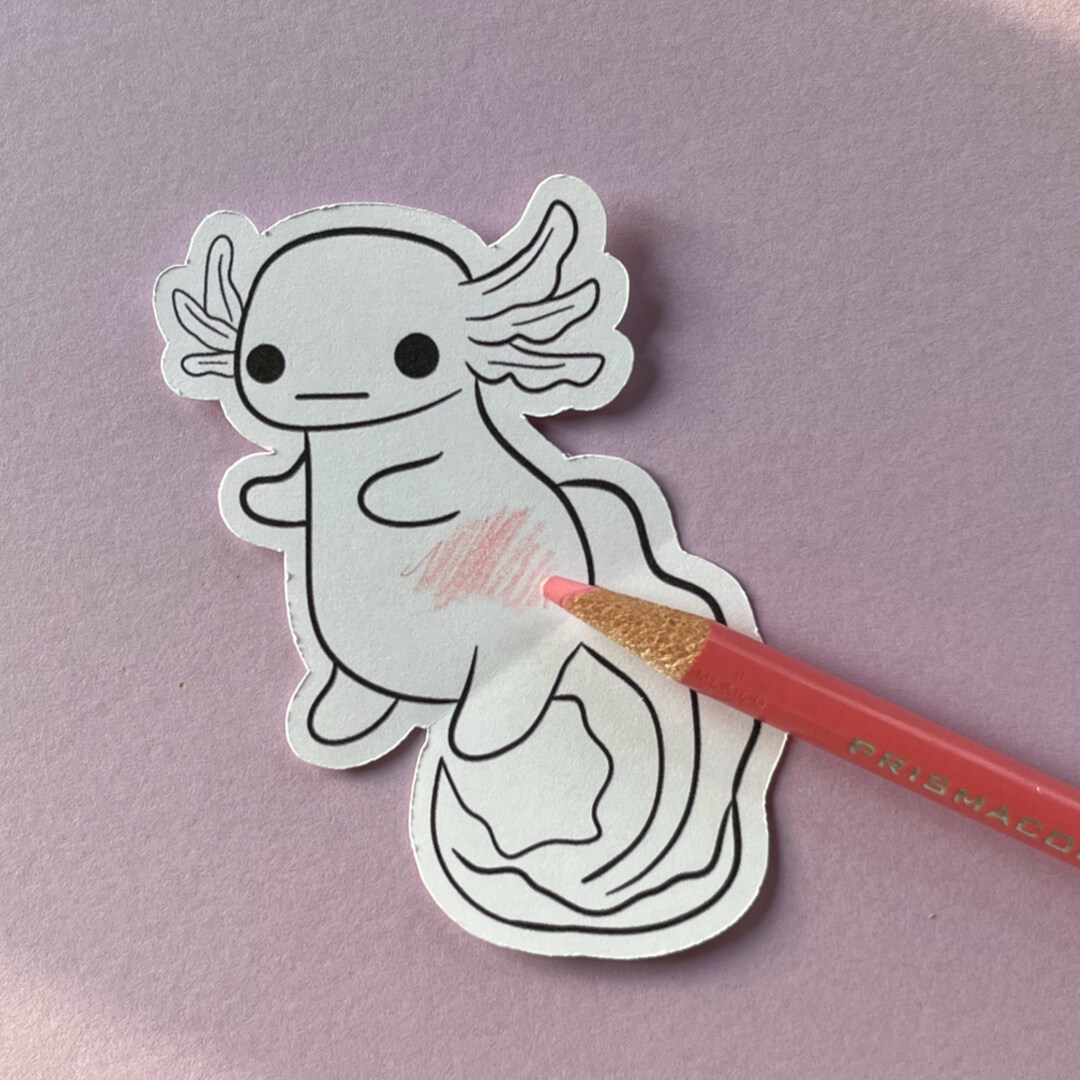 Derpy Axolotl Coloring Sticker Axolotl Sticker - Etsy