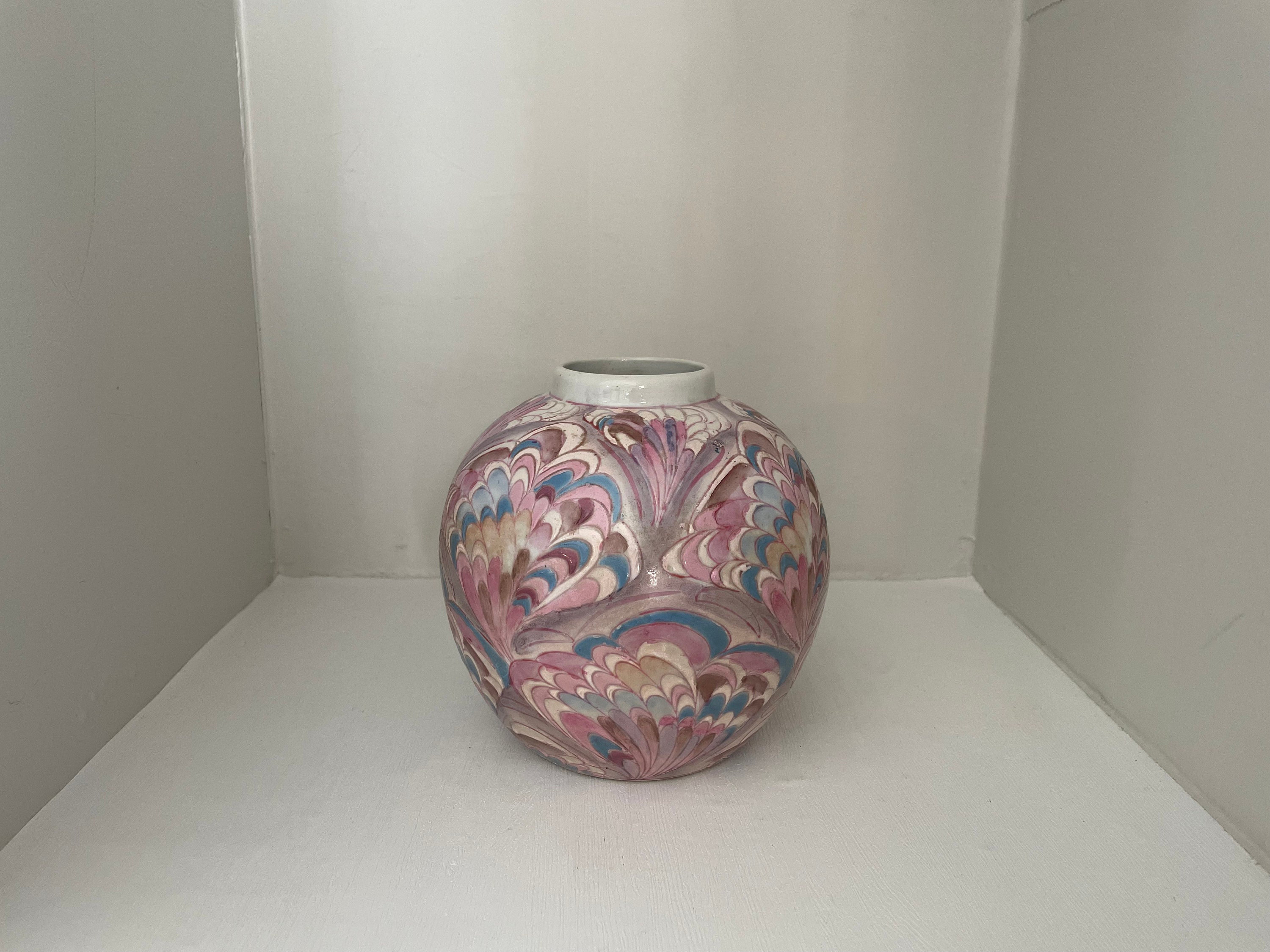 Pastel Feathered Paisley Ginger Jar/vase by H. F. P. Macau Etsy