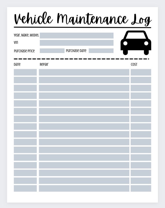 Vehicle Maintenance Log - Il 570xN.3916481268 2w9z