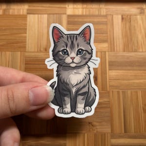 Silver tabby cat Sticker | Gray tabby cat | Gray tiger cat sticker | Gift for cat lover | water bottle sticker | laptop sticker