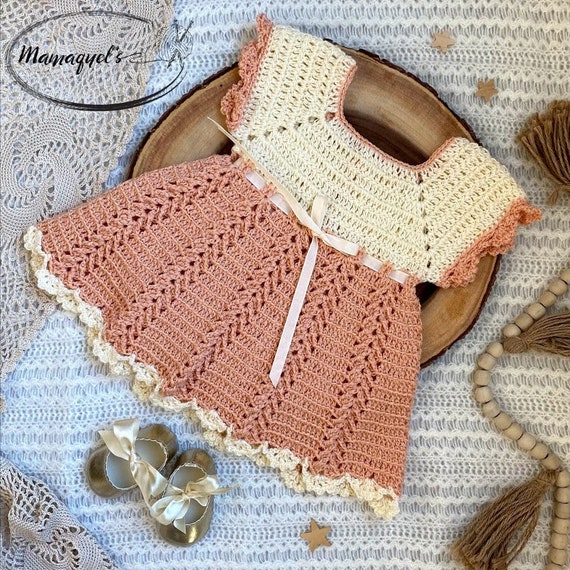Orange Cream Baby Girl Dress. Unique, One of A Kind, Knitted Creations, Keepsake. Orange Cream Baby Girl Dress. Unique, One of A Kind, Knitted Creations, Keepsake.