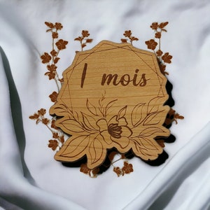 Wood Monthly Baby Milestone Discs - Baby Shower - Baby Gift - Pastilles mensuelles - Pastille mois - Month Milestone - Photo Prop - Français