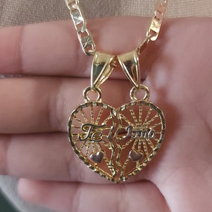 Te Amo Heart Necklace Beautiful Tri Color Heart Necklace 18k Florentine Gold Plating Necklace Anniversary Necklace Mom Gift Necklace