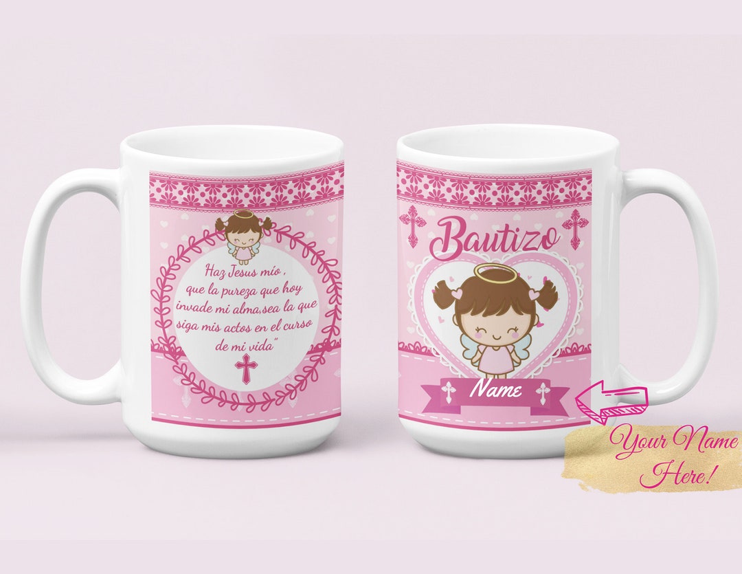 Baptism Personalized Mugs Girl Mug 15 Oz, Spanish Baptism Mug