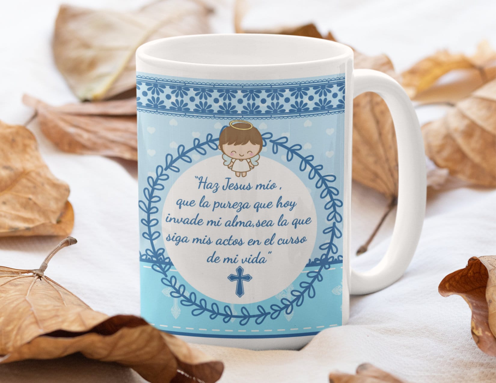 Personalized boy baptism mug