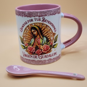 Virgen de Guadalupe Mug 11 oz, Mother Virgin Mary Ceramic Mug, Religious cup, Our Lady of Guadalupe Mug Gift for her