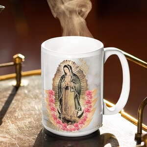 Personalized Virgen de Guadalupe Mug 15 oz, Our Lady of Guadalupe Cup, Religious Mug Gift, Catholic Devotion Cup, Virgin Mary