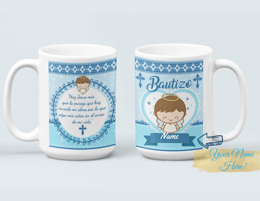 Baptism Personalized Mugs Boy Mug 15 Oz, Spanish Baptism Mug