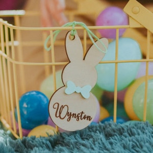 Engraved Easter Basket Tag for kid, Easter name tag, Easter Basket Name Tag Personalized Easter tag wood Custom Easter Gift Tag for Boy girl