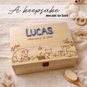 Personalized Baby Keepsake Box, Baby Memory Box with Name, Wooden Keepsake Box, Custom Baby Shower Gift, Newborn Baby Gift, Nursery Gift Box