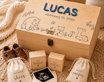 Personalized Baby Keepsake Box, Baby Memory Box with Name, Wooden Keepsake Box, Custom Baby Shower Gift, Newborn Baby Gift, Nursery Gift Box