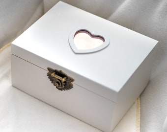 White keepsake box, Pet memory box, ticket memory box, baptism keepsake box, baby miscarriage keepsake,baby shower keepsake,child memory box