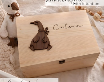 Custom Baby Keepsake Box - Personalized Wooden Box for New Born Gift - Kids Memory Trunk