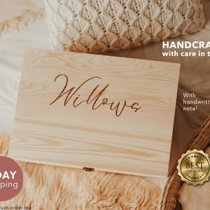 Wood Baby Storage Box Baby Shower Minimalistic Baby Keepsake Box for Child Organization Box,New Baby Gift,Christian Baby Keepsake Box Memory