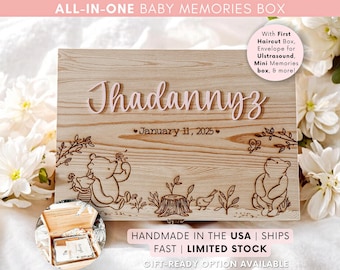 Winnie-The-Pooh Keepsake Box, Personalized Baby Memory Box, Engraved Baby Keepsake, Sentimental Newborn Gift,Heirloom Baby Gift,New Mom Gift