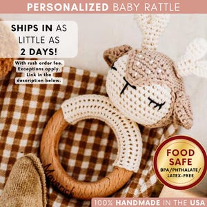 PERSONALIZED Baby deer Rattle- Crochet Deer Rattle Crochet Rattle Deer Baby rattle Crochet Baby Rattle Toy Woodland Baby Shower Gift animal