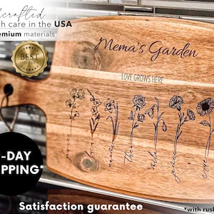 Nana&#39;s Garden Gift Birthflowers Custom Cutting Board - Personalized Grandma Mothers Day Gift Grandma Gift Mom Gift Nana gift from grandkids