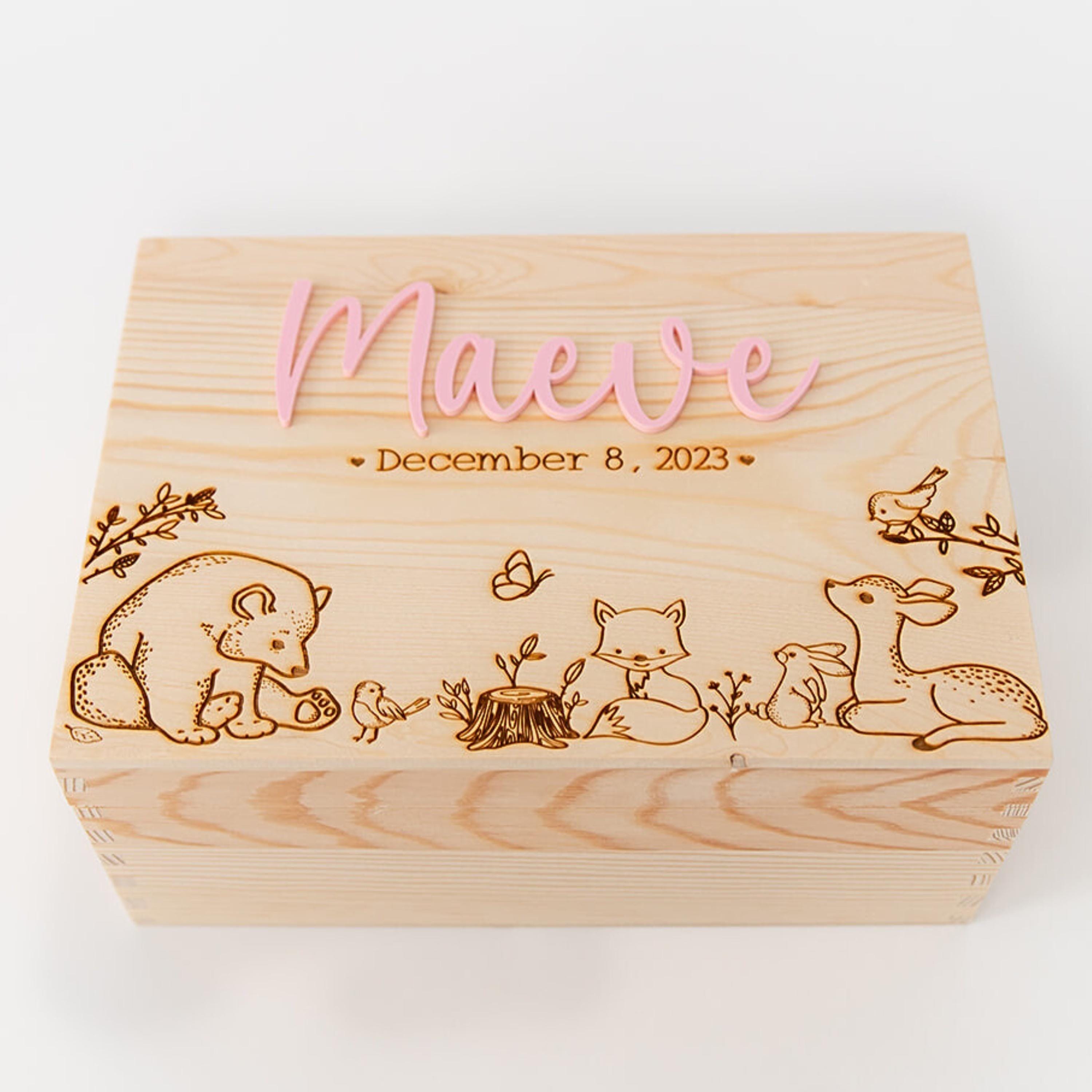 Extra Large Baby Keepsake Box Woodland Animals - Baby Boy Memory Box ...
